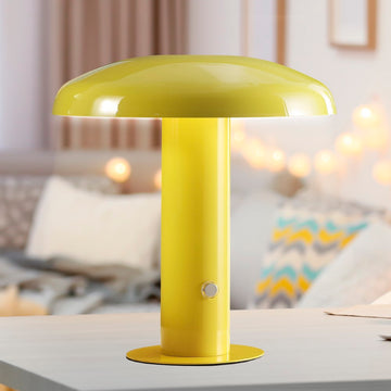 Suillius 11" Contemporary Bohemian Rechargeable/Cordless Iron Integrated LED Mushroom Table Lamp - JONATHAN Y